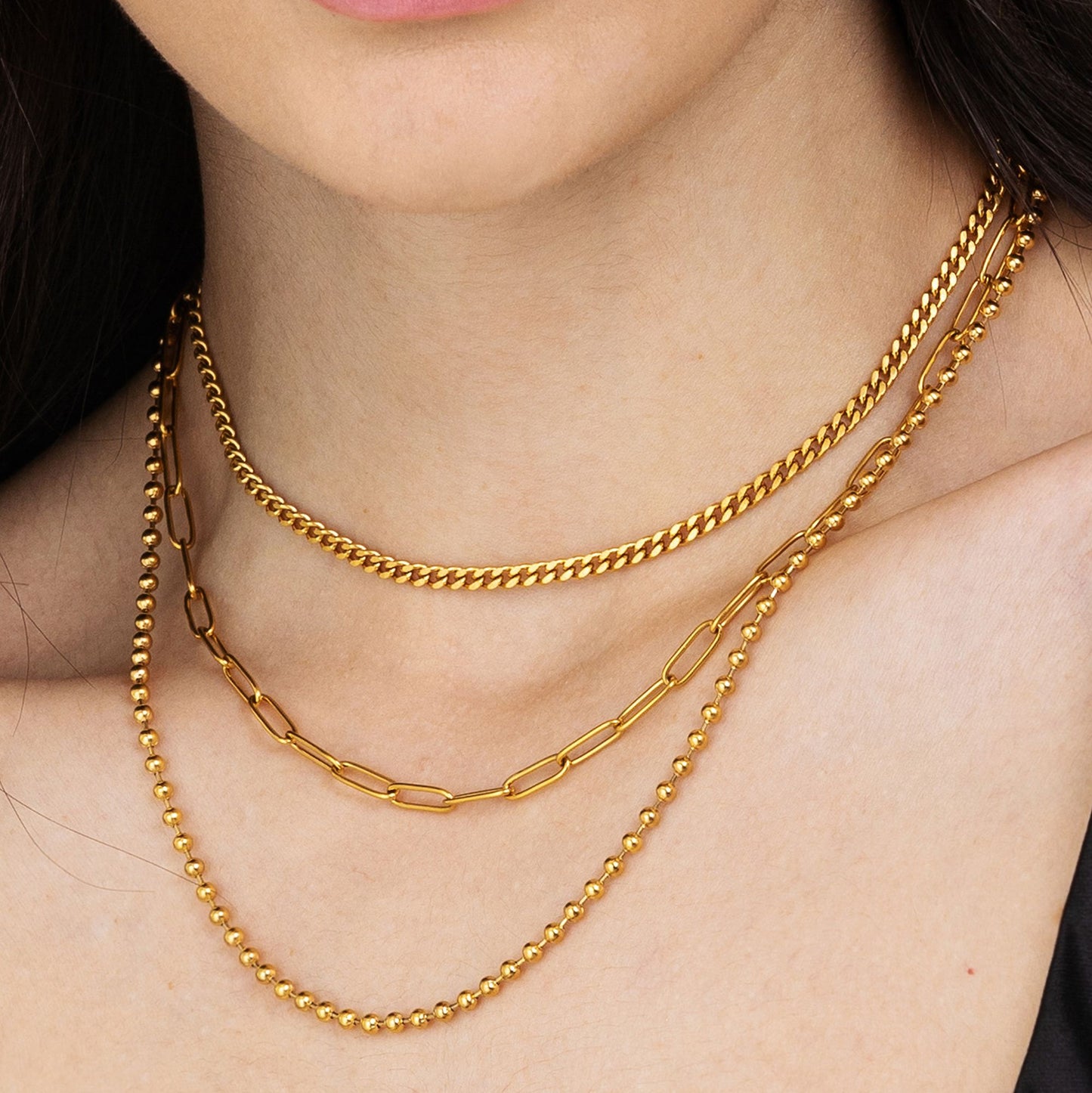 COLLANA DONNA IN ACCIAIO IP GOLD MULTIFILO