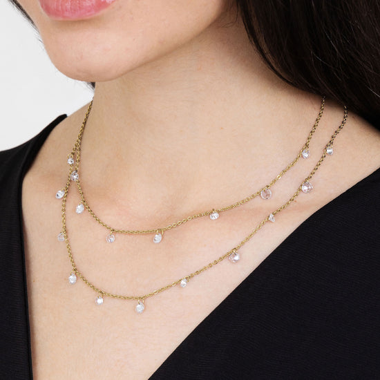 COLLANA DONNA IN ACCIAIO IP GOLD MULTIFILO CON CRISTALLI BIANCHI