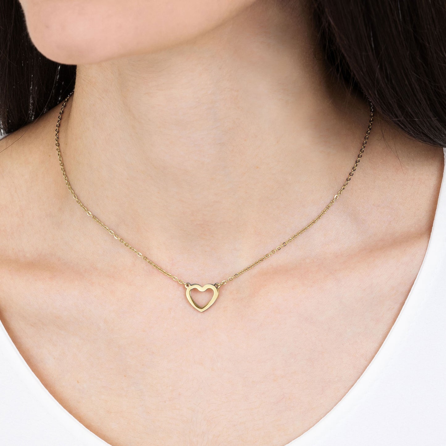 COLLANA DONNA IN ACCIAIO IP GOLD CON CUORE GOLD Luca Barra