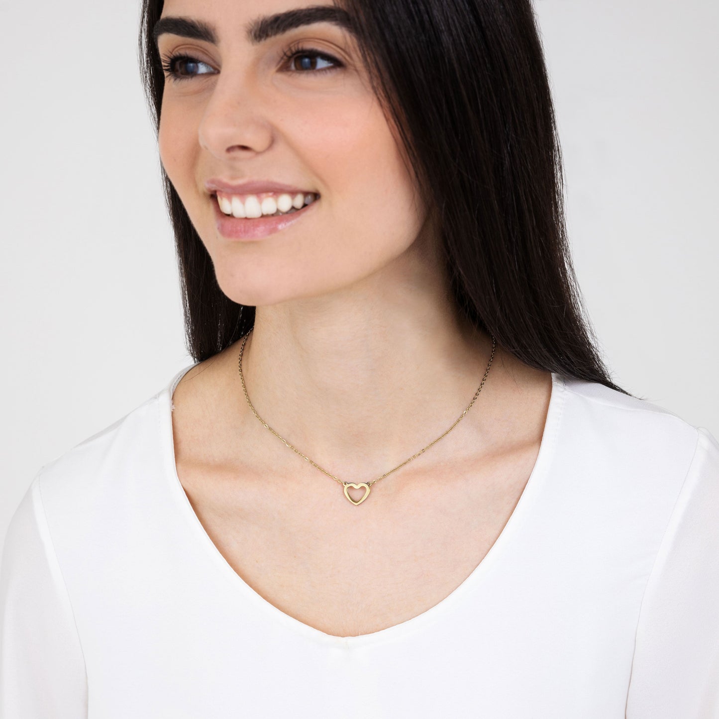 COLLANA DONNA IN ACCIAIO IP GOLD CON CUORE GOLD