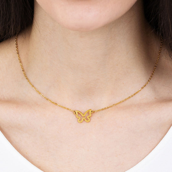 COLLANA DONNA IN ACCIAIO IP GOLD CON FARFALLA GOLD Luca Barra