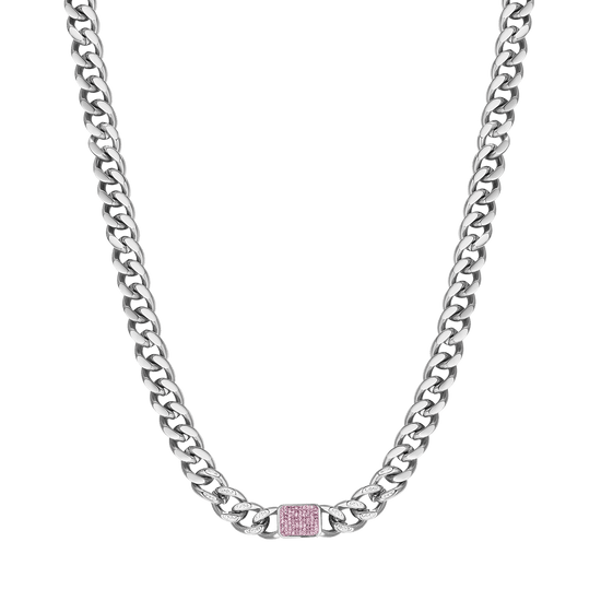 COLLANA DONNA IN ACCIAIO CON CRISTALLI FUCSIA