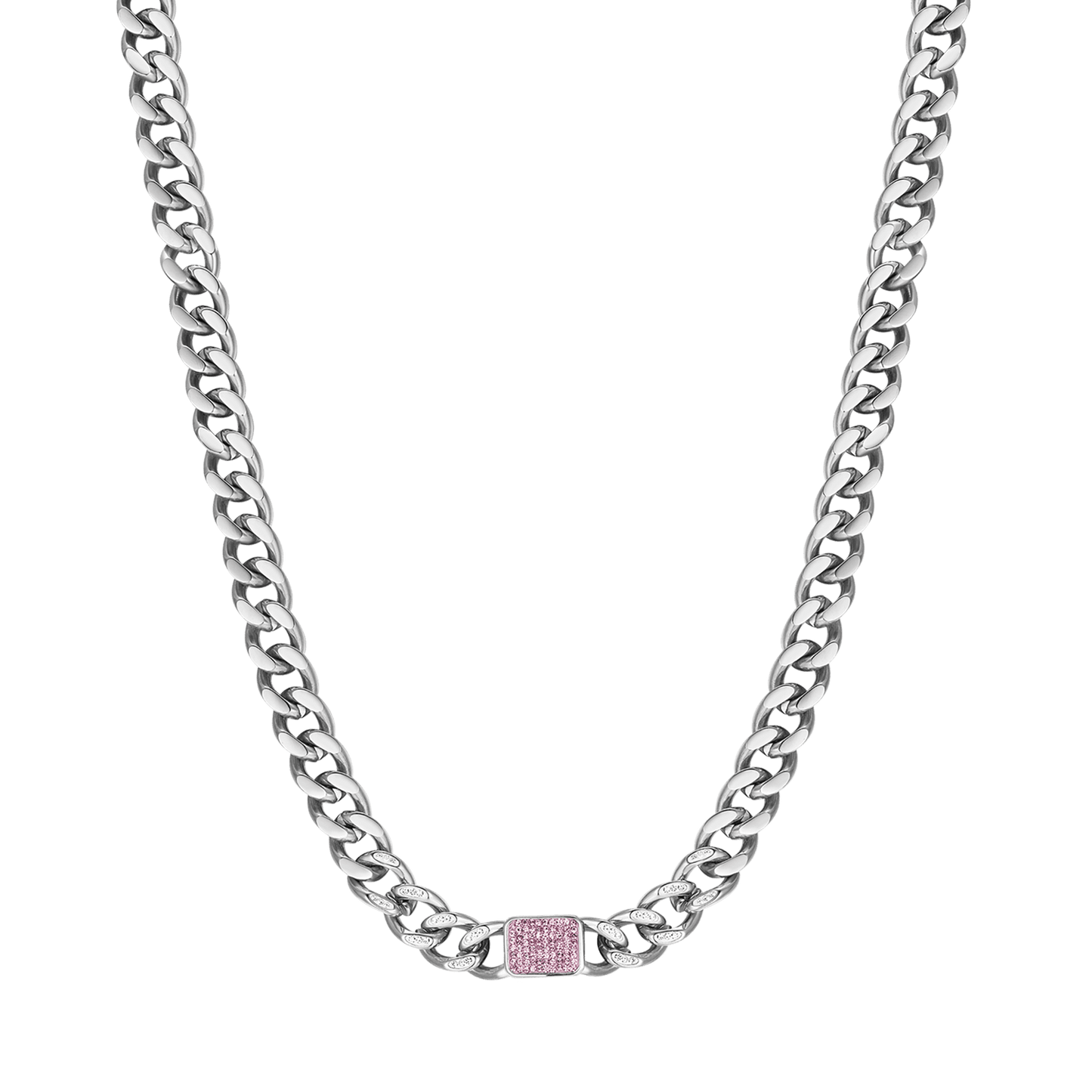 COLLANA DONNA IN ACCIAIO CON CRISTALLI FUCSIA Luca Barra