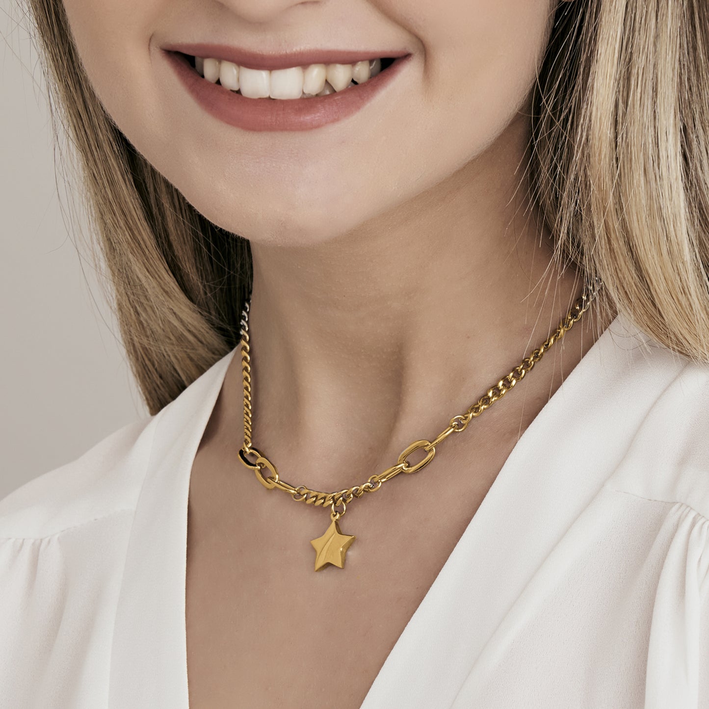 COLLANA DONNA IN ACCIAIO IP GOLD CON STELLA PENDENTE