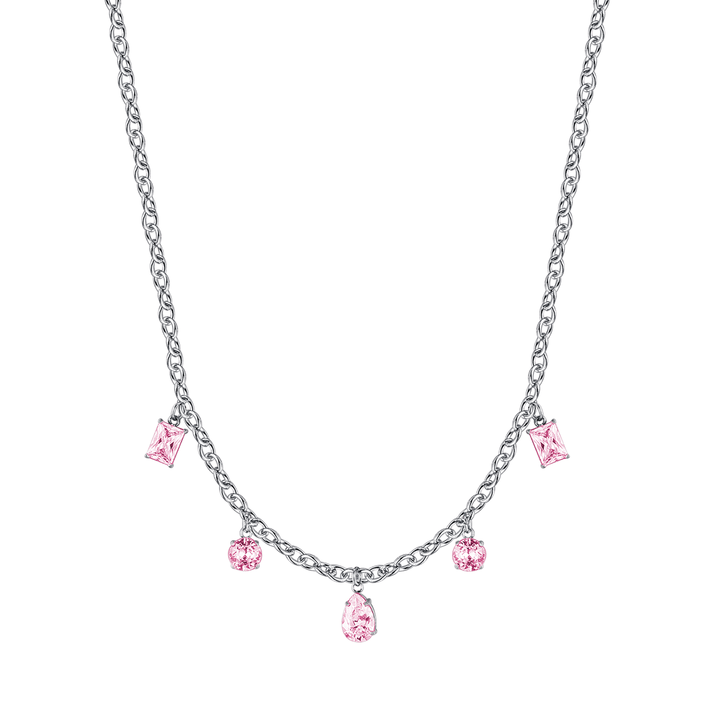 COLLANA DONNA IN ACCIAIO IP GOLD CON CRISTALLI FUCSIA PENDENTI Luca Barra