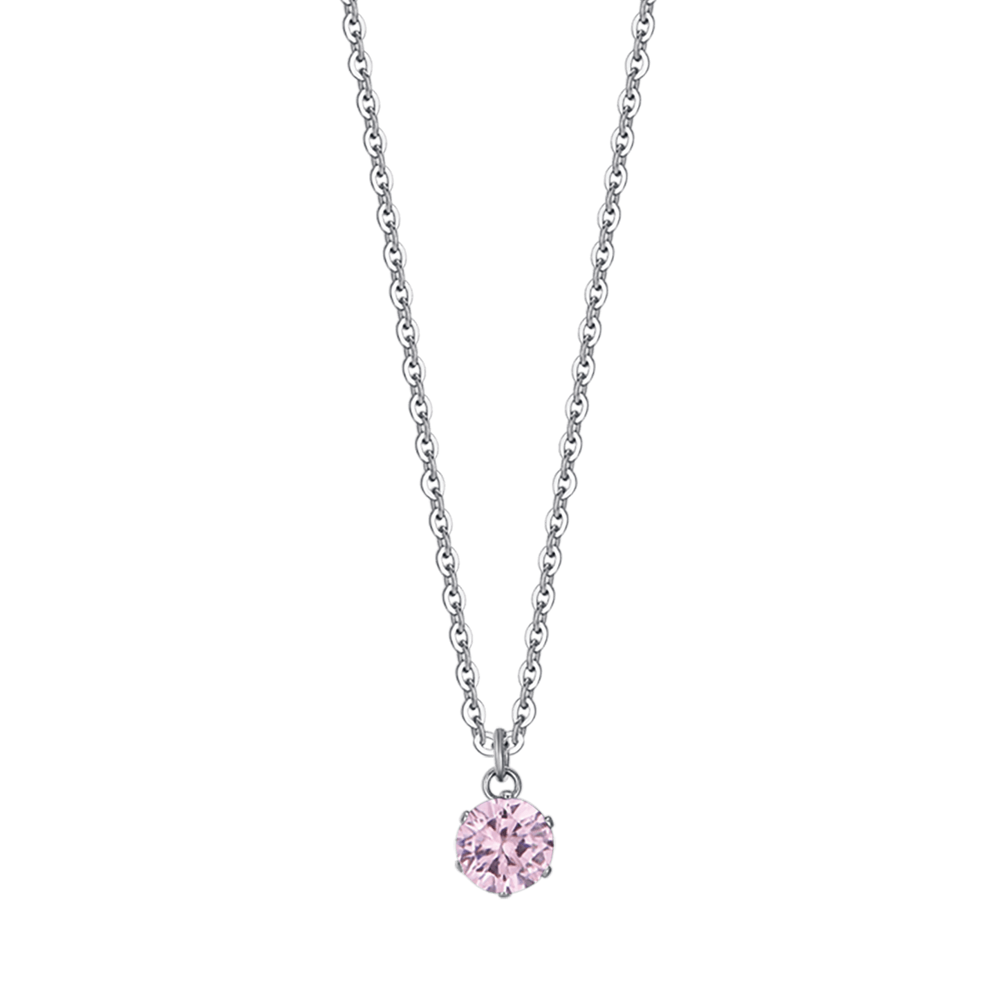 COLLANA DONNA IN ACCIAIO CON CRISTALLO ROSA