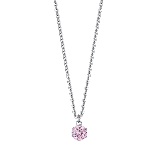 COLLANA DONNA IN ACCIAIO CON CRISTALLO ROSA