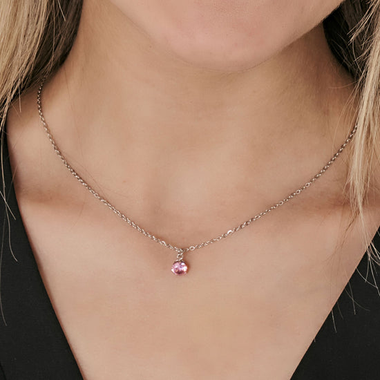 COLLANA DONNA IN ACCIAIO CON CRISTALLO ROSA Luca Barra