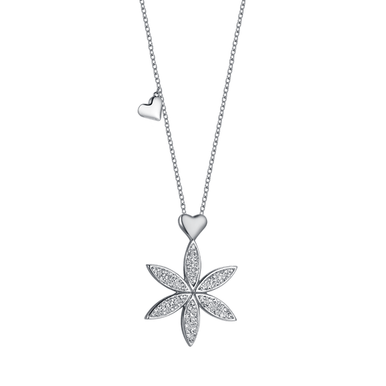 COLLANA DONNA IN ACCIAIO CON FIORE DELLA VITA E CUORE Luca Barra