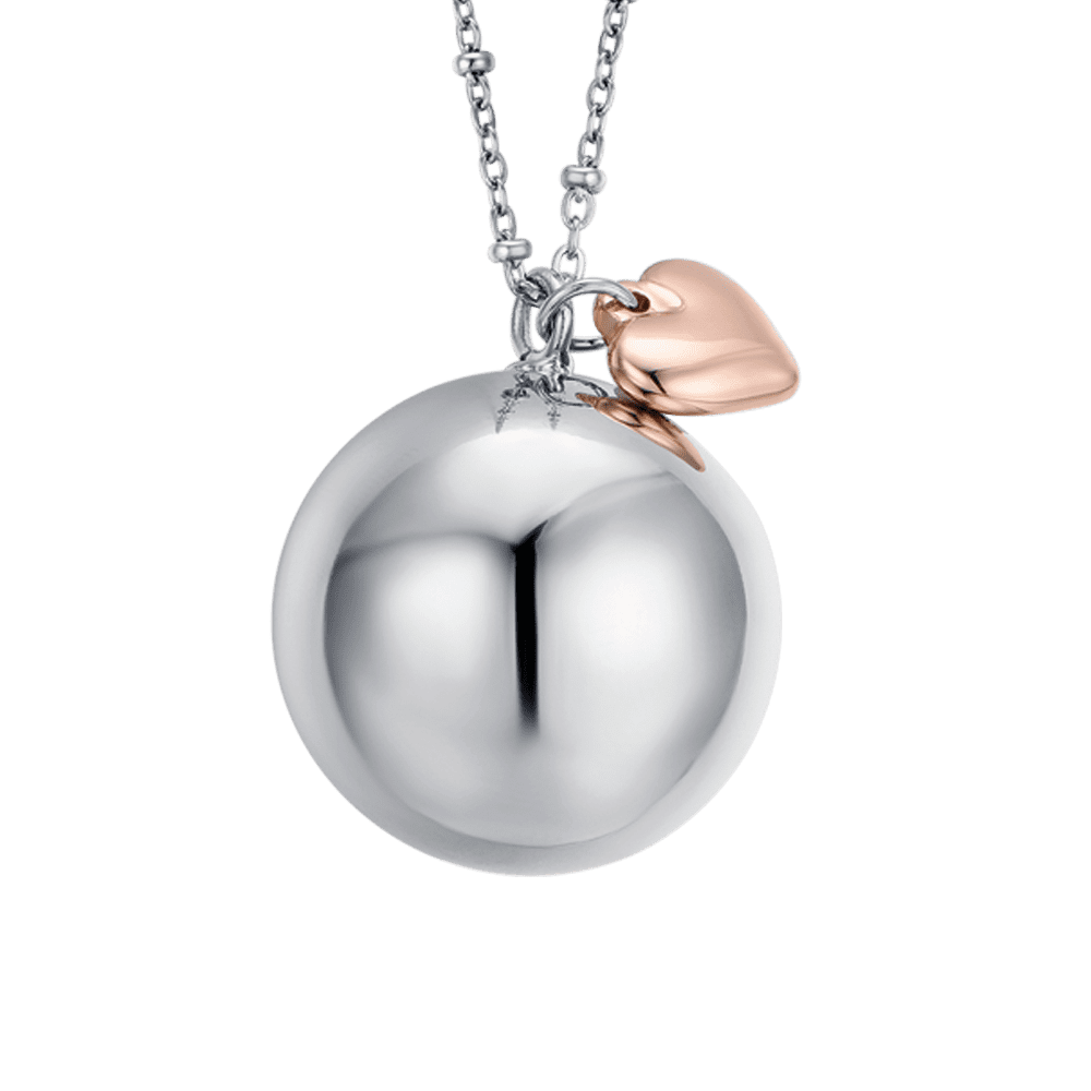 COLLANA CHIAMA ANGELI IN ACCIAIO CIONDOLO IN METALLO CON CHARMS CUORE ROSE Luca Barra