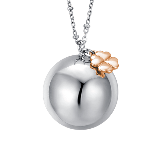 COLLANA CHIAMA ANGELI IN ACCIAIO CIONDOLO IN METALLO CON CHARMS QUADRIFOGLIO