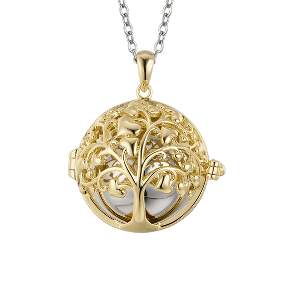 COLLANA CHIAMA ANGELI IN ACCIAIO CON ALBERO DELLA VITA IN METALLO IP GOLD