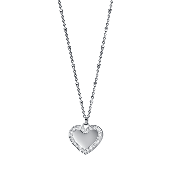 COLLANA DONNA IN ACCIAIO CON CUORE CON CRISTALLI BIANCHI