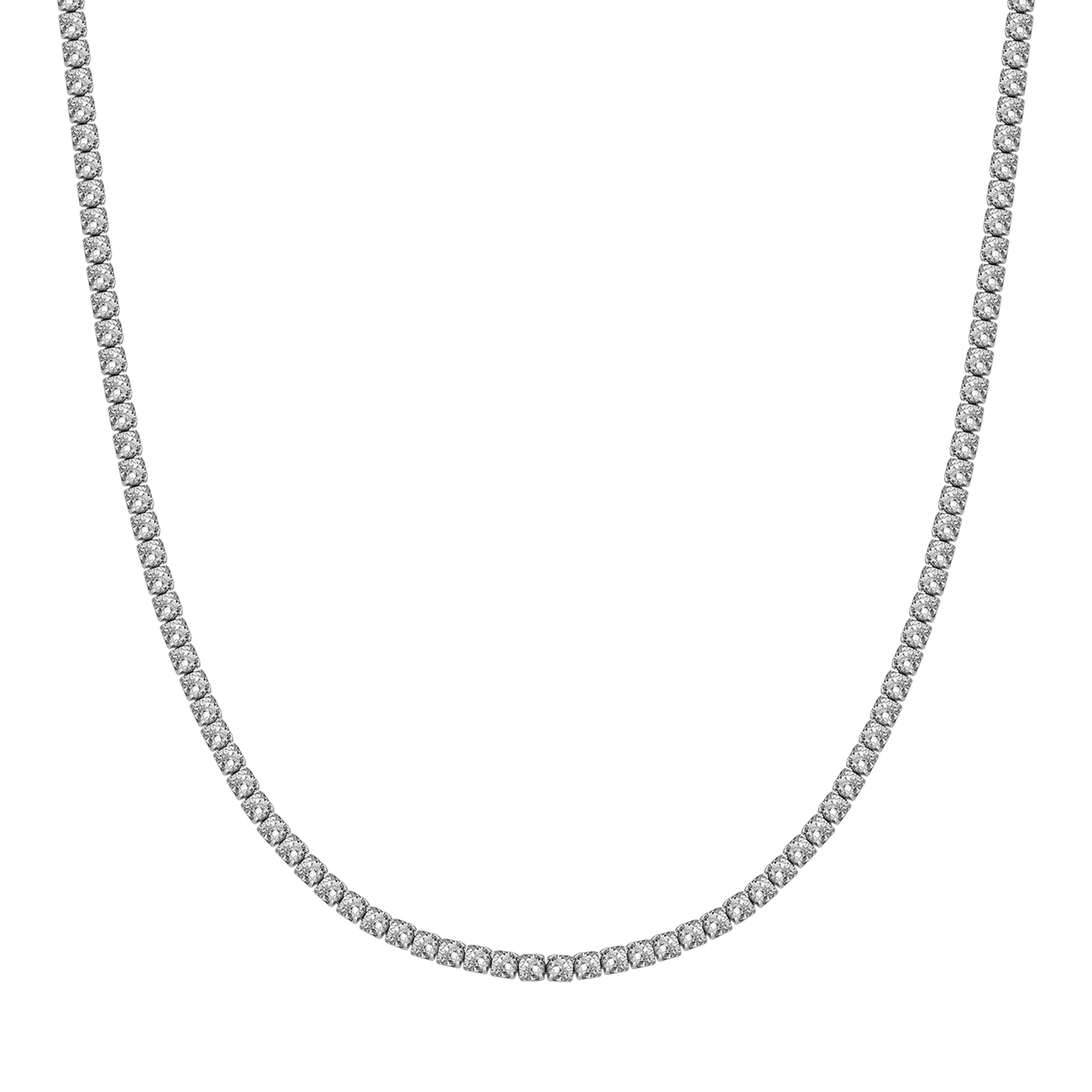 COLLANA TENNIS DONNA IN ACCIAIO CON CRISTALLI BIANCHI DA 4 MM