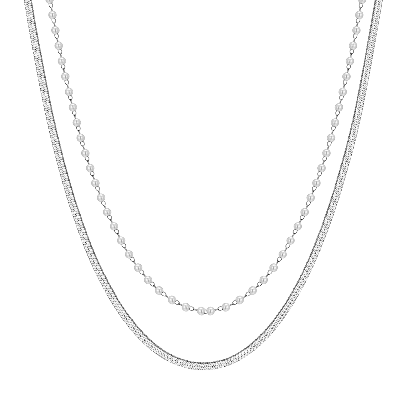 COLLANA DONNA IN ACCIAIO CON PERLE BIANCHE