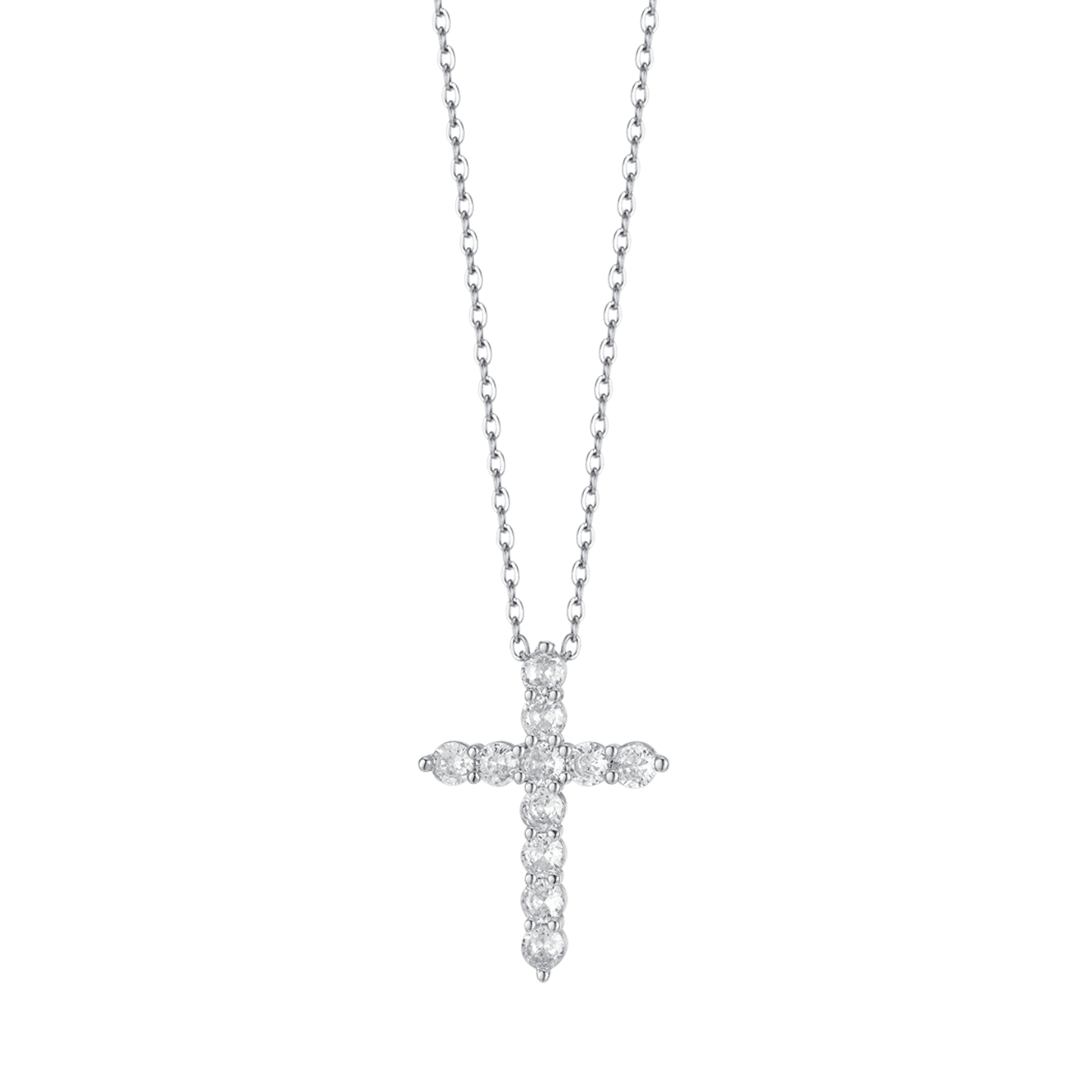 COLLANA DONNA IN ACCIAIO CON CROCE CON CRISTALLI BIANCHI