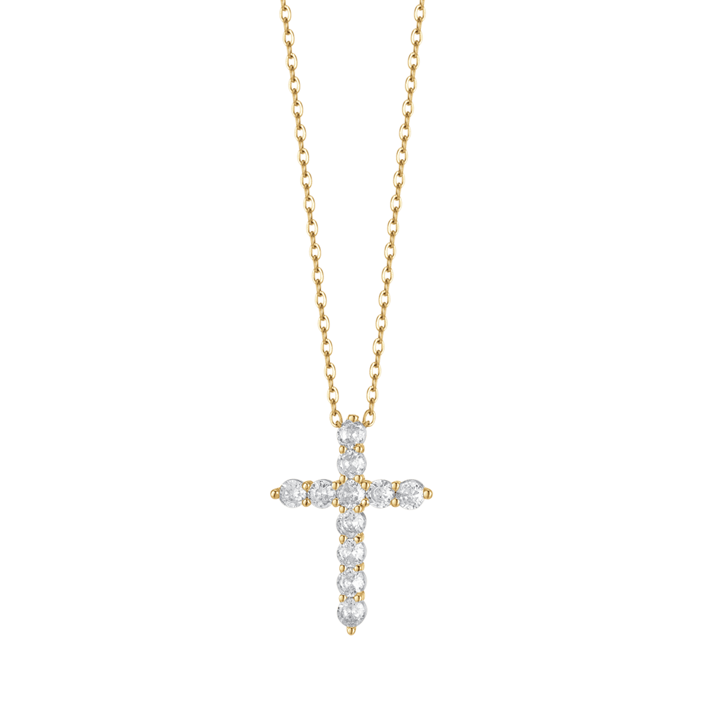 COLLANA DONNA IN ACCIAIO IP GOLD CON CROCE CON CRISTALLI BIANCHI