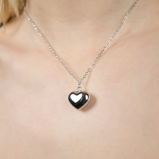 COLLANA DONNA IN ACCIAIO CON CUORE BOMBATO