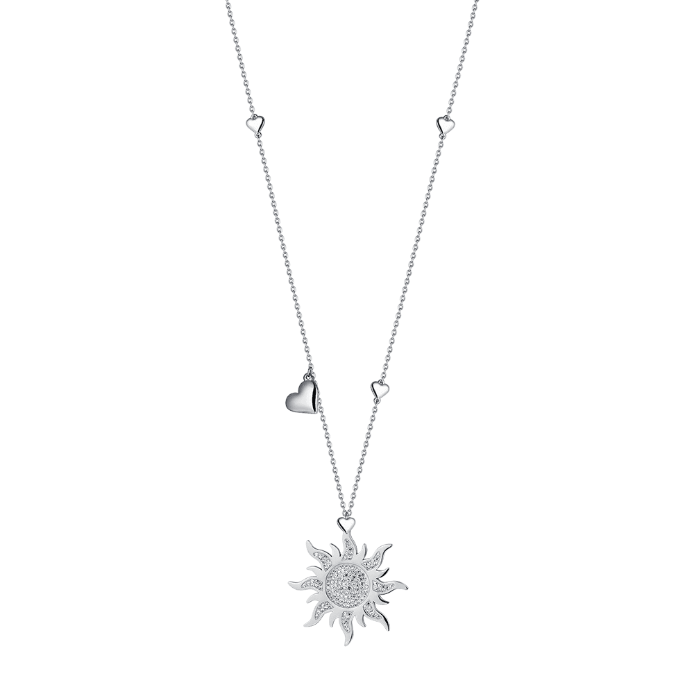 COLLANA DONNA IN ACCIAIO CON SOLE CON CRISTALLI BIANCHI