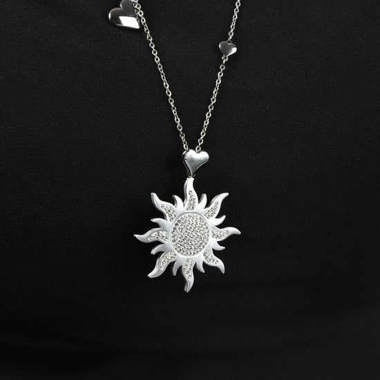 COLLANA DONNA IN ACCIAIO CON SOLE CON CRISTALLI BIANCHI