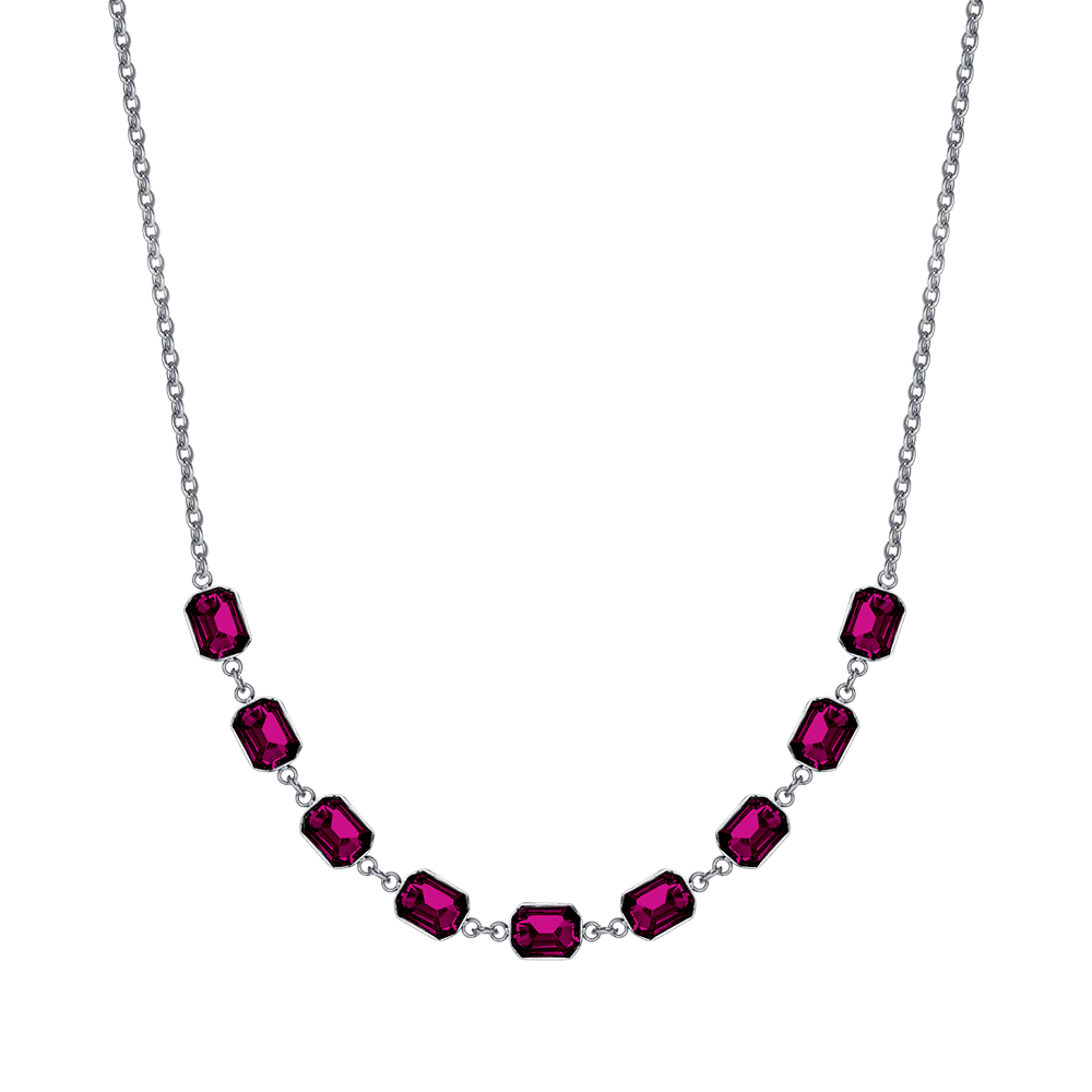 COLLANA DONNA IN ACCIAIO CON CRISTALLI FUCSIA