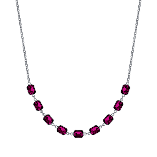 COLLANA DONNA IN ACCIAIO CON CRISTALLI FUCSIA