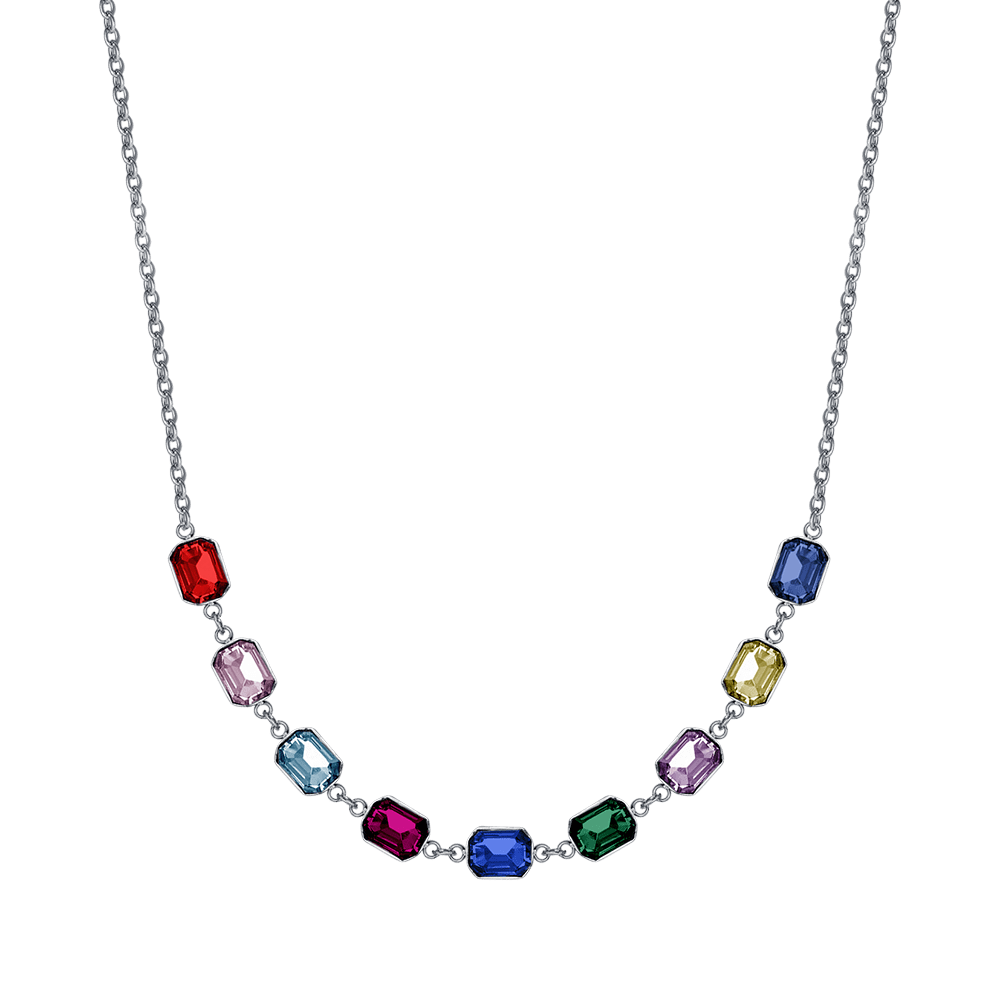 COLLANA DONNA IN ACCIAIO CON CRISTALLI MULTICOLOR