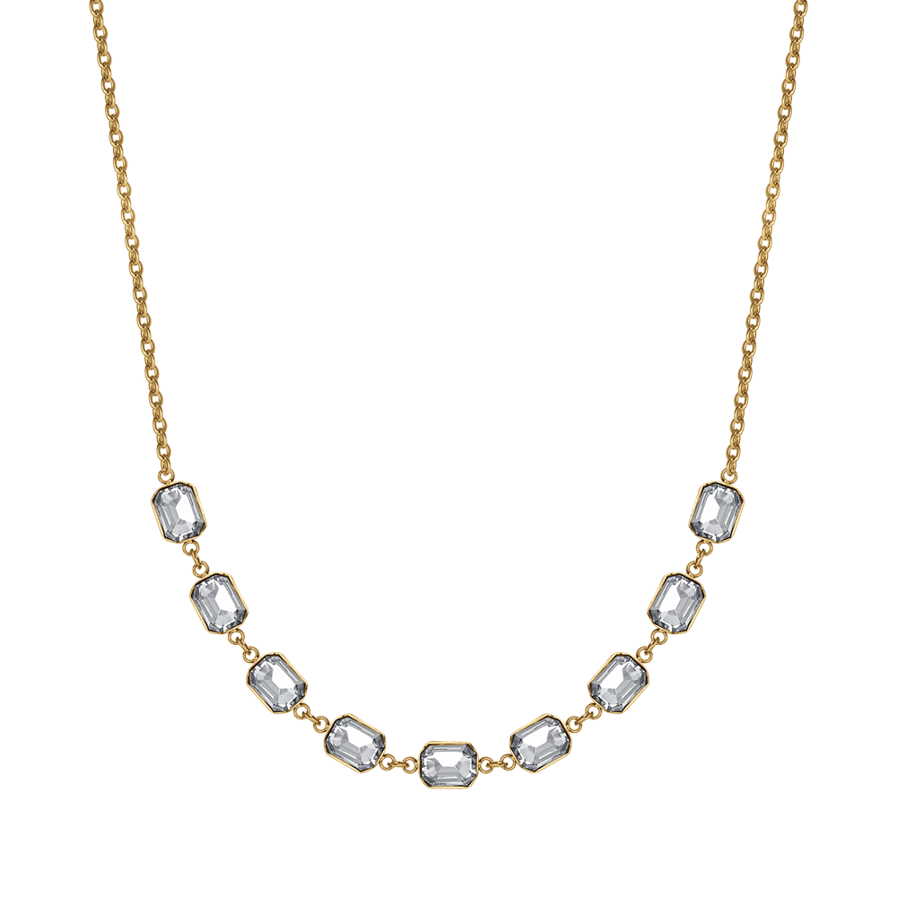 COLLANA DONNA IN ACCIAIO IP GOLD CON CRISTALLI BIANCHI