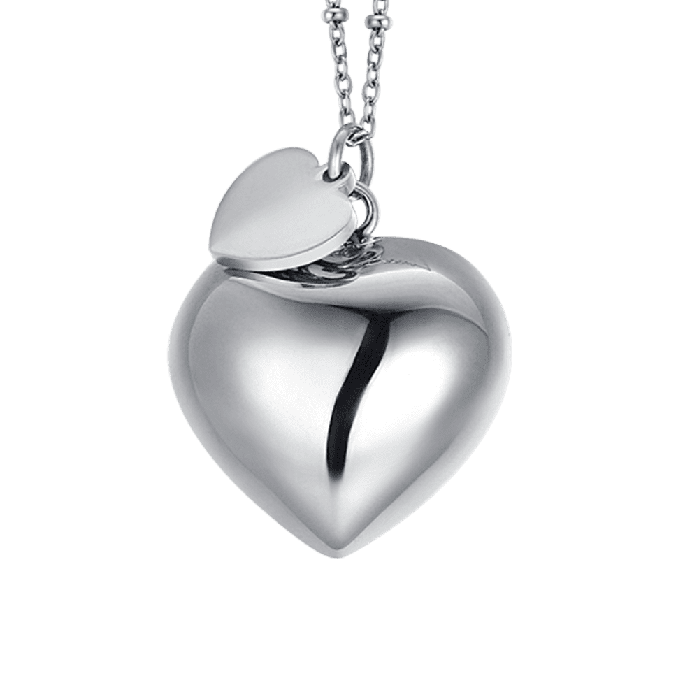 COLLANA CHIAMA ANGELI IN ACCIAIO CON CIONDOLO CUORE E CUORE CHARM