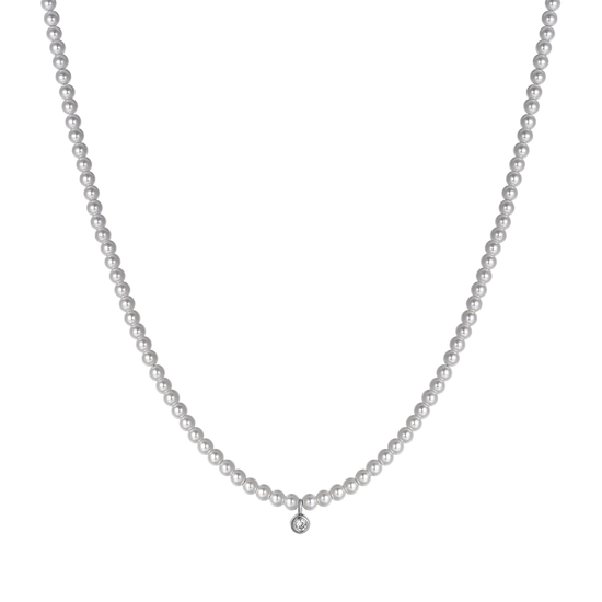 COLLANA DONNA IN ACCIAIO CON PERLE CON CRISTALLO BIANCO