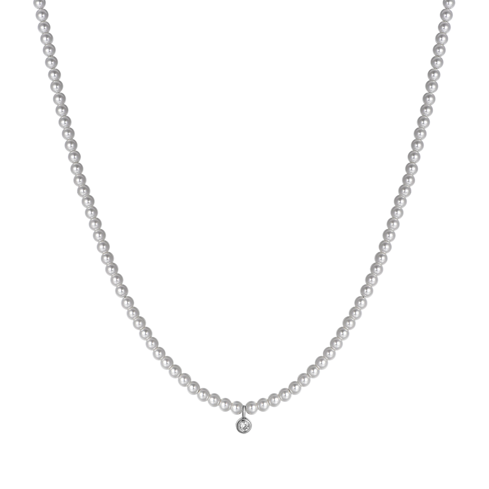 COLLANA DONNA IN ACCIAIO CON PERLE CON CRISTALLO BIANCO