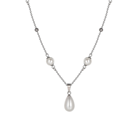 COLLANA DONNA IN ACCIAIO CON PERLE