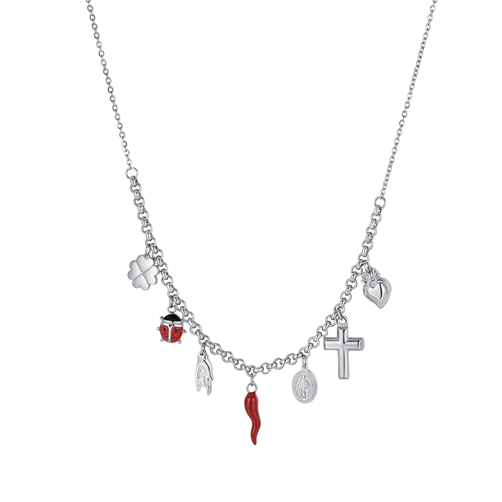 COLLANA DONNA IN ACCIAIO CON CHARMS