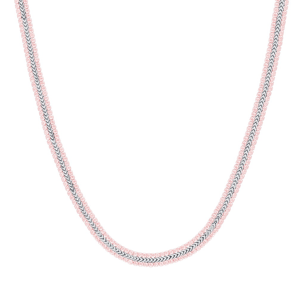 COLLANA  TENNIS DONNA IN ACCIAIO CON CRISTALLI ROSA