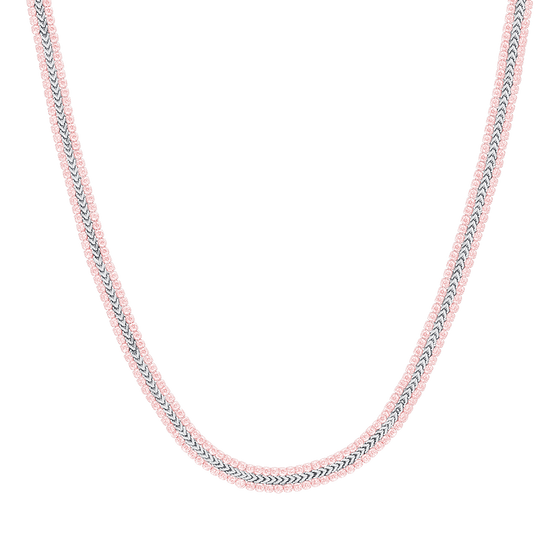 COLLANA  TENNIS DONNA IN ACCIAIO CON CRISTALLI ROSA