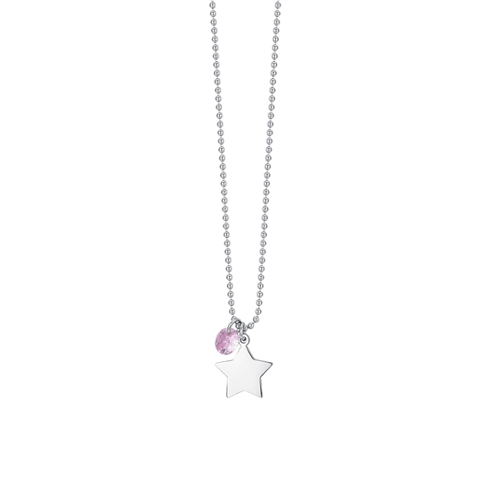 COLLANA DONNA IN ACCIAIO CON STELLA E ZIRCONE ROSA