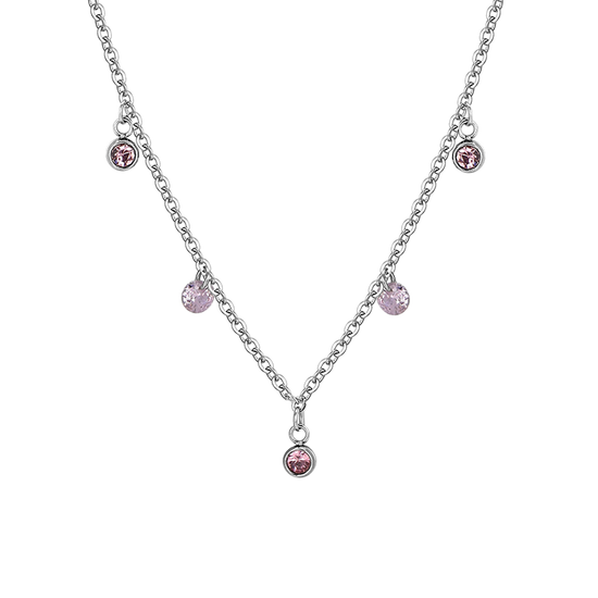 COLLANA DONNA IN ACCIAIO CRISTALLI ROSA