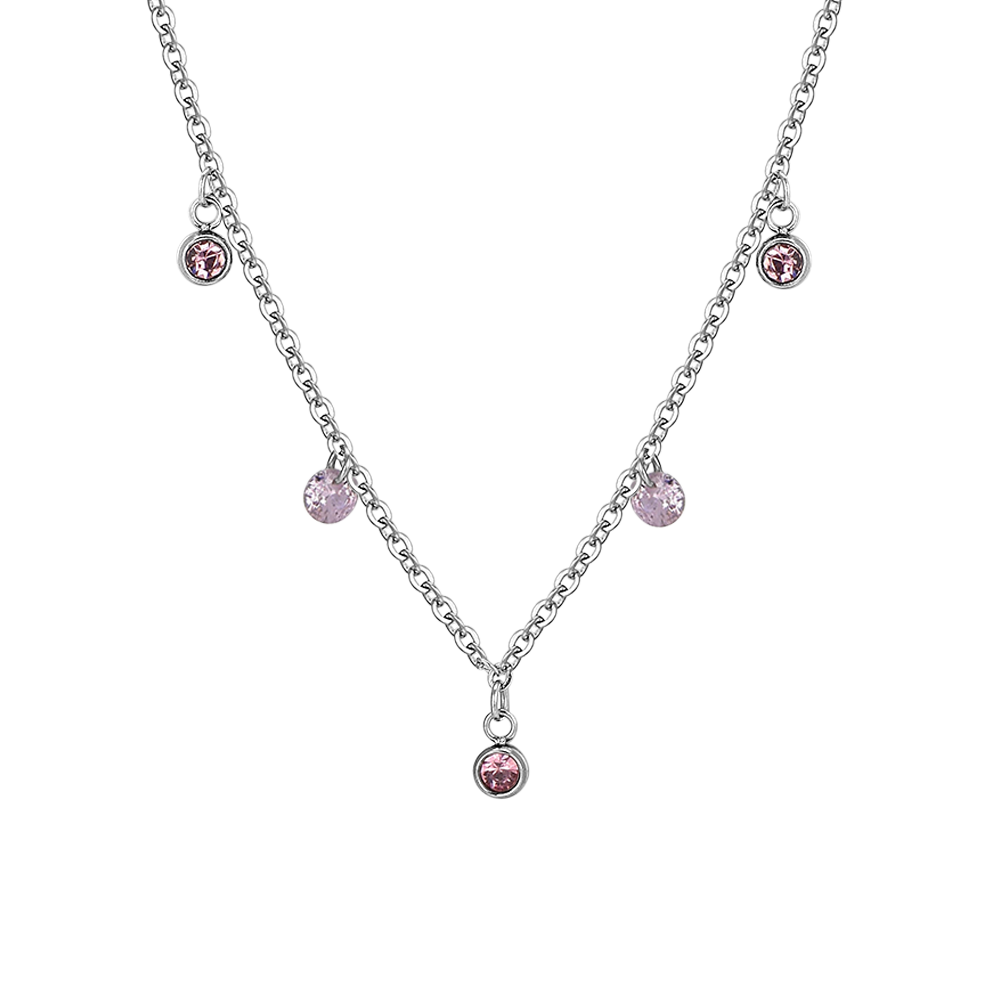 COLLANA DONNA IN ACCIAIO CRISTALLI ROSA