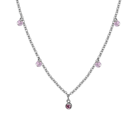 COLLANA DONNA IN ACCIAIO CRISTALLI ROSA