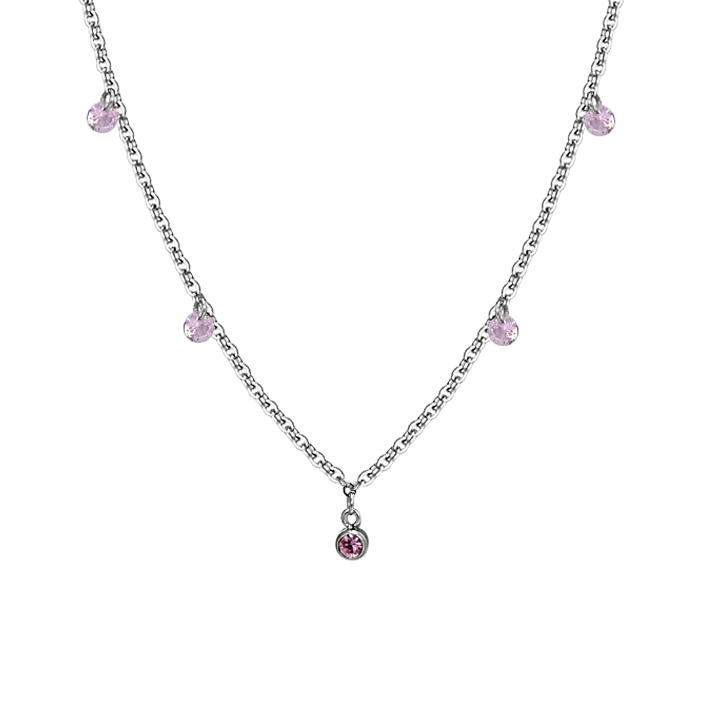 COLLANA DONNA IN ACCIAIO CRISTALLI ROSA