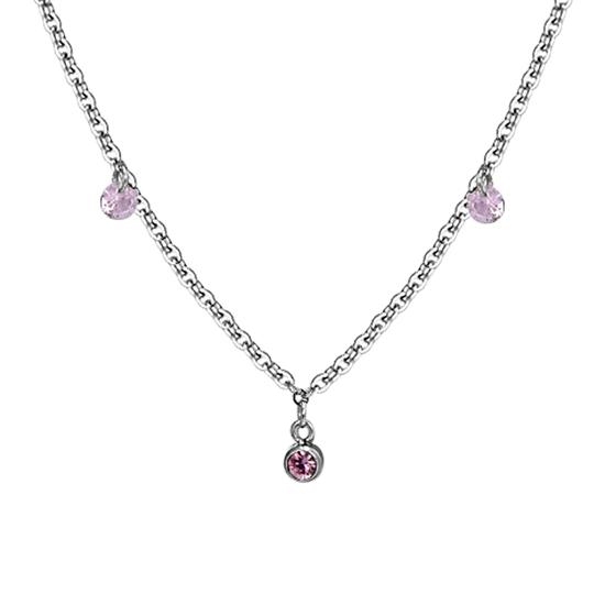 COLLANA DONNA IN ACCIAIO CRISTALLI ROSA