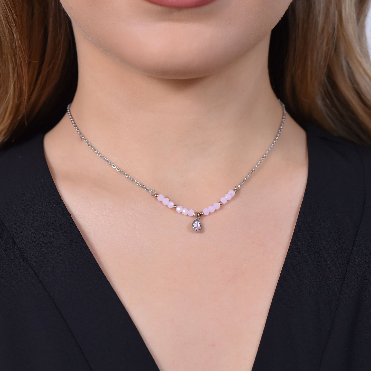 COLLANA DONNA IN ACCIAIO AGATA ROSA