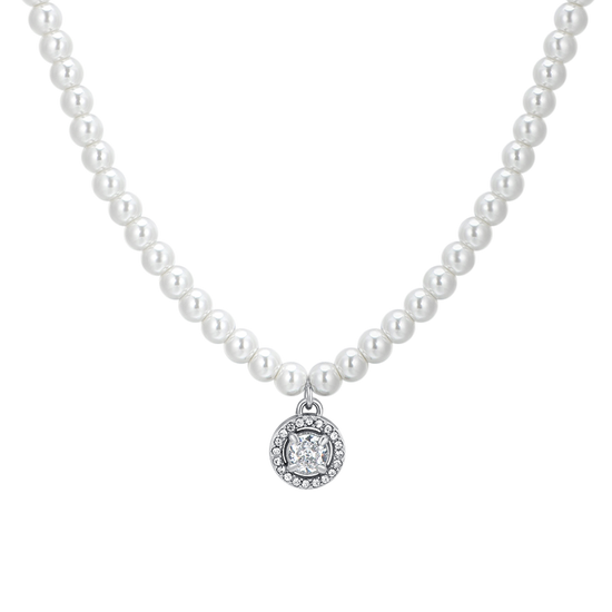 COLLANA DONNA IN ACCIAIO PERLE E ZIRCONE BIANCO