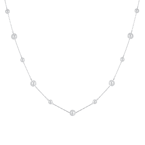 COLLANA DONNA LUNGA IN ACCIAIO CON PERLE