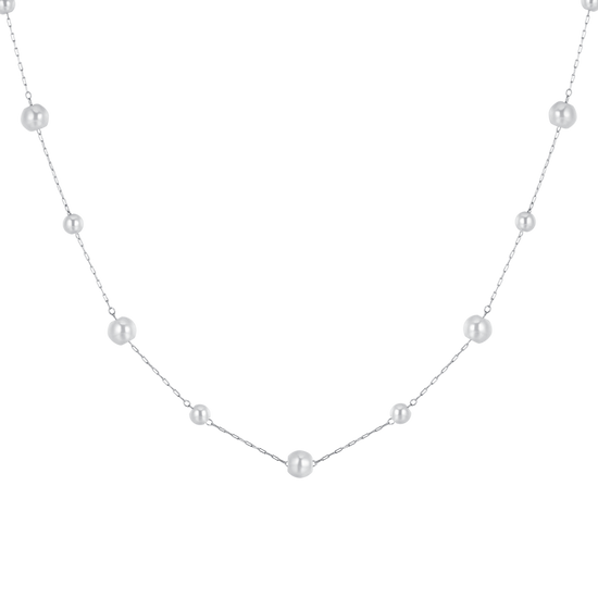 COLLANA DONNA LUNGA IN ACCIAIO CON PERLE