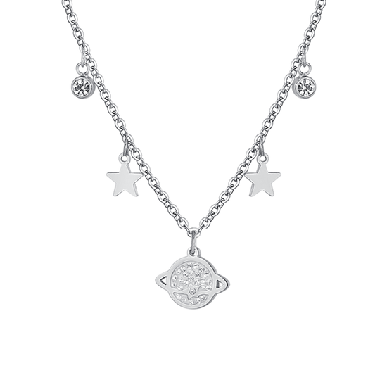 COLLANA DONNA IN ACCIAIO PIANETA E STELLE