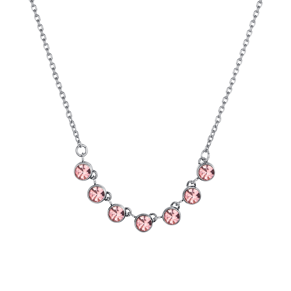 COLLANA DONNA IN ACCIAIO CRISTALLI ROSA Luca Barra