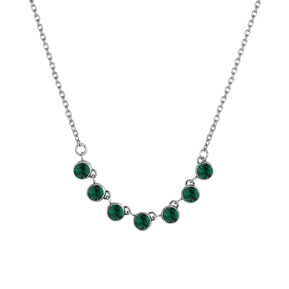 COLLANA DONNA IN ACCIAIO CRISTALLI VERDE Luca Barra