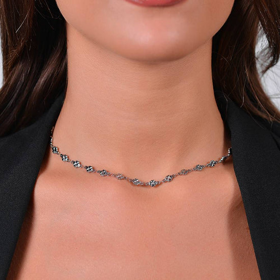 COLLANA DONNA IN ACCIAIO QUADRIFOGLI