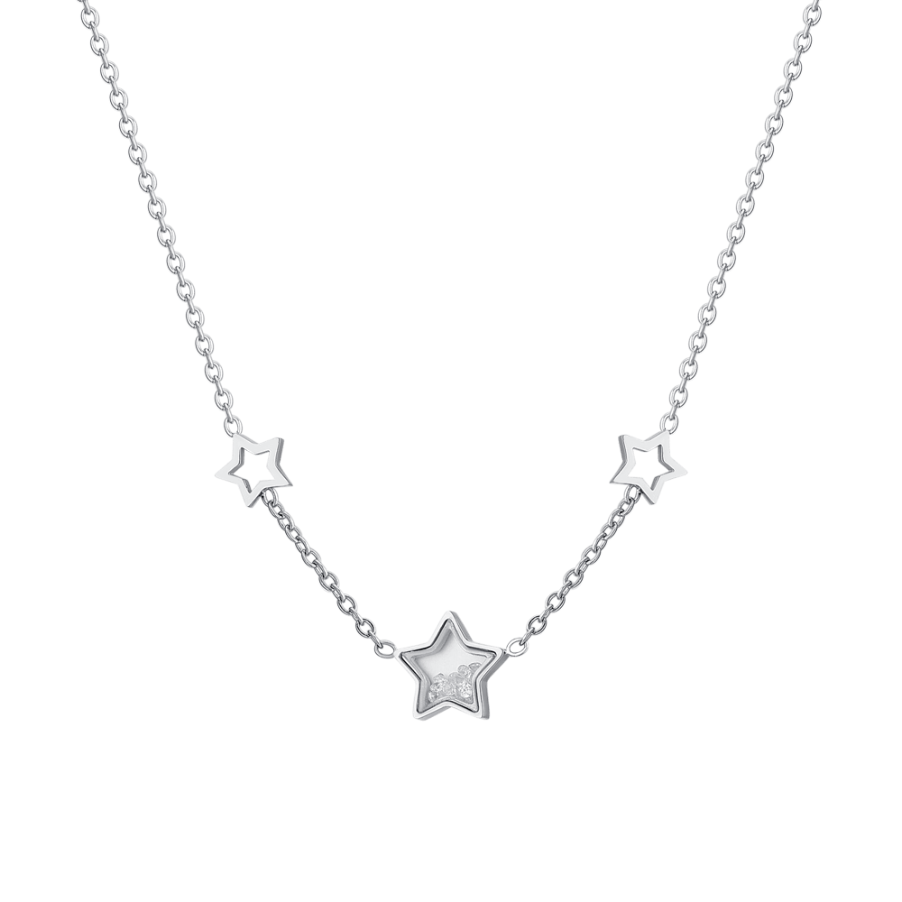 COLLANA DONNA IN ACCIAIO STELLE E ZIRCONI